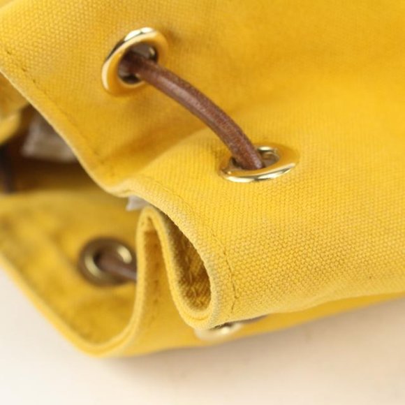 Hermès Yellow Canvas Sac Polochon Mimile Drawstring Backpack 913her18 - Picture 11 of 12